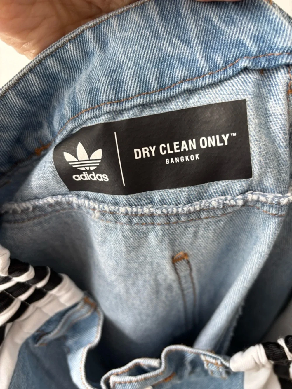 Adidas Denim Adibreak Pants Blue Snap Side Stripe Track Jeans Women S 25x29 - Picture 12 of 16